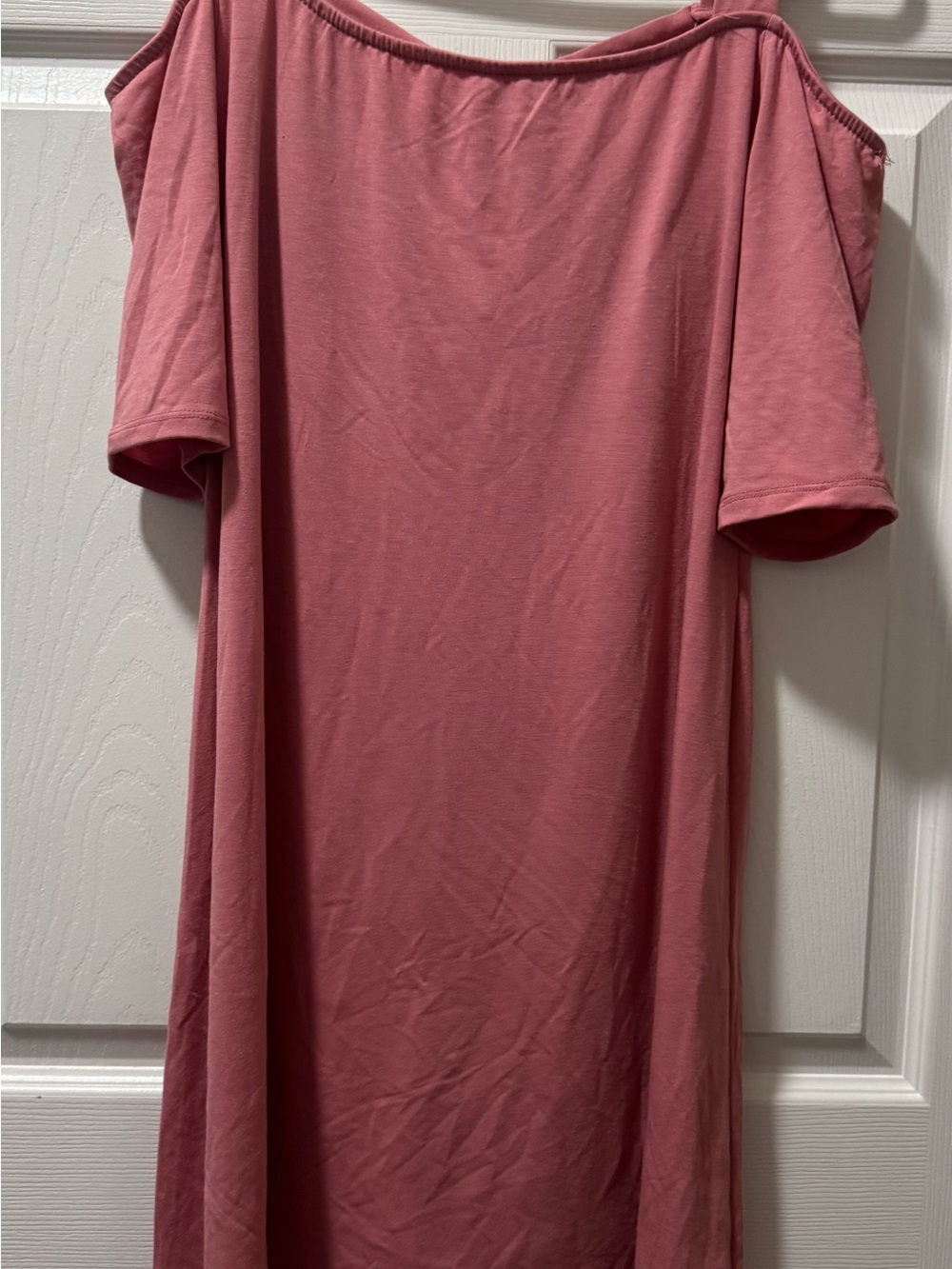 Poof! Dusty Rose Off-Shoulder Short Sleeve Tee